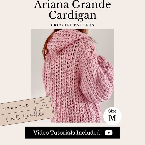 Ariana Grande Inspired Hooded Cardigan - Printable Crochet Pattern - PDF Download - Digital Crochet Pattern - Chunky Oversized Cardigan hood