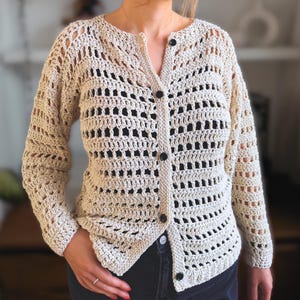 Cotton Mesh Cardigan Crochet Pattern PDF – Easy Summer Cardigan – Digital Crochet Pattern for Women – Light Crochet Sweater Top