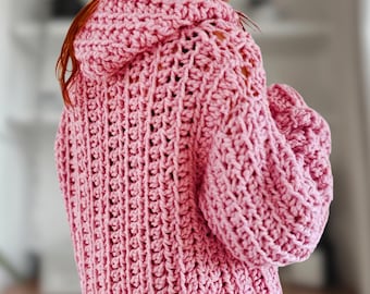 Ariana Grande Inspired Crochet Cardigan Pattern: Chunky Hooded Sweater (PDF Download)