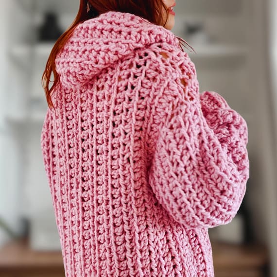 Ariana Grande Inspired Crochet Cardigan Pattern: Chunky Hooded Sweater (PDF Download)