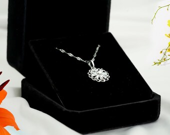 Sterling Silver Cherry Blossom Necklace | 18K Gold Coated Pendant