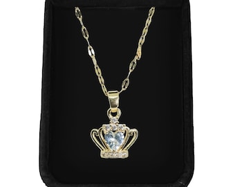 Gold Crown Pendant Necklace | Elegant Royal Jewelry