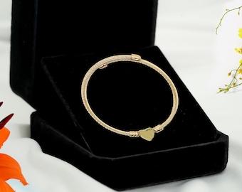 Rose Gold Heart Bangle | Twisted Stainless Steel, Non-Tarnish