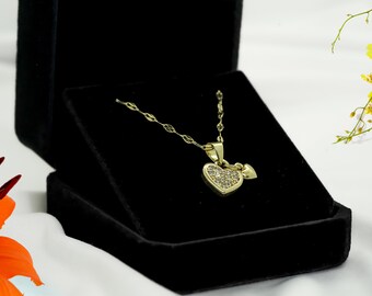 Sparkling Heart Necklace | Gold Filled, Non-Tarnish | 40cm Chain