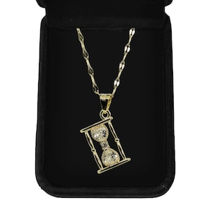 Hourglass Rhinestone Necklace by Hiyas Jewelry  | Gold Filled | Non-Tarnished |   Perfect For Women Mom Teen Girls Jewelry