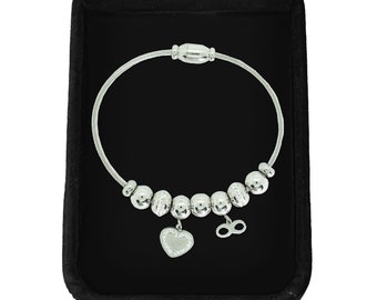 Silver Infinity Heart Charm Bangle | Stainless Steel, Non-Tarnished