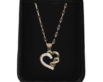 Infinity Heart Necklace by Hiyas Jewelry | Love Pendant | Gold Gilled | A Gift for Her