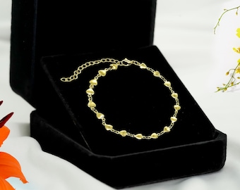 Gold Heart Chain Bracelet | Non-Tarnish Stainless Steel