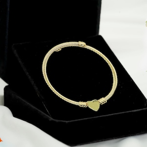 Twisted Gold Heart Bangle by Hiyas Jewelry   | 6 cm diameter  |  Gold Filled  | Gift for Her | Non-Tarnish Jewelry