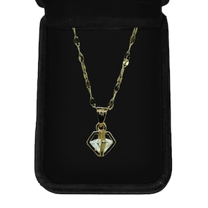 Cage Diamond Necklace by Hiyas Jewelry  | Stone Cage Pendant |  Gold Filled | 40 cm chain | Non-Tarnished