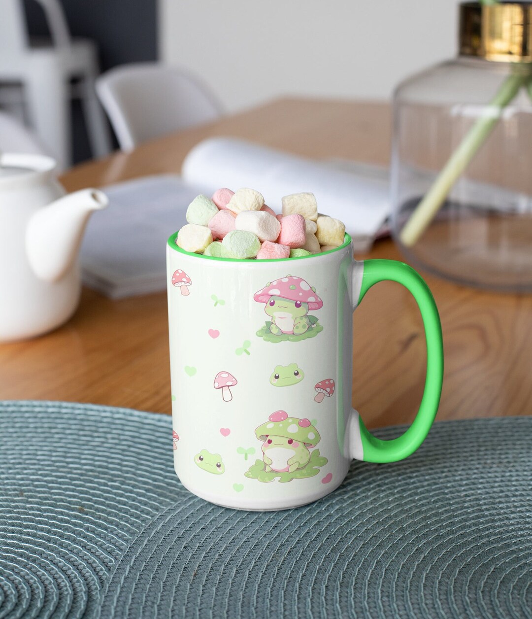 Adorable Mushroom Frogs Mug: Whimsical Kawaii Amphibians, Perfect for ...