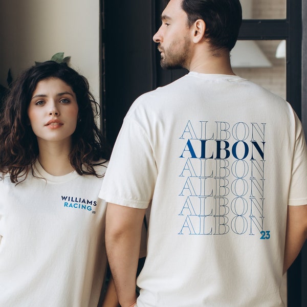 Chemise Alex Albon Comfort Colors, chemise Alex Albon, Alex Albon, t-shirt Formule 1, chemise F1, chemise Williams, Williams, F1 Merch, cadeau F1