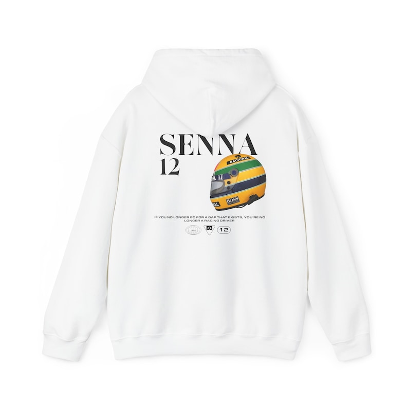 Sudadera con capucha y casco de Aryton Senna, sudadera con capucha de F1, sudadera de F1, regalo de F1, F1, merchandising de F1, camiseta de F1, Aryton Senna, McLaren, camiseta de McLaren, camiseta de Senna imagen 3
