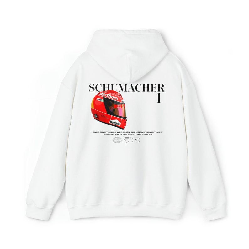 Felpa con cappuccio con casco Michael Schumacher, Felpa con cappuccio F1, Felpa F1, Regalo F1, F1, Merchandising F1, Maglietta F1, Michael Schumacher, Ferrari, Maglietta Ferrari immagine 6