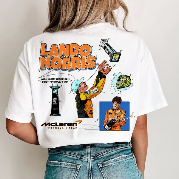 Lando Norris Miami Grand Prix Win Cartoon Graphic Shirt, Lando Norris First Win Shirt, McLaren Shirt, Lando Norris Shirt, Lando Norris