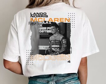 Camiseta de Lando Norris con recortes de papel y colores cómodos, Lando Norris, McLaren, F1, F1 retro, regalo de F1, McLaren