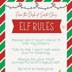 Regras do elfo de natal para imprimir
