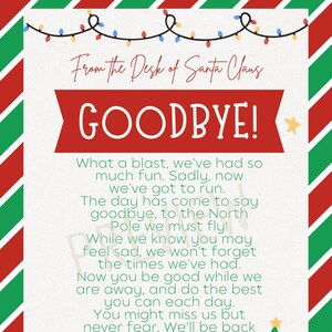 Carta de despedida de elfo navideño para imprimir