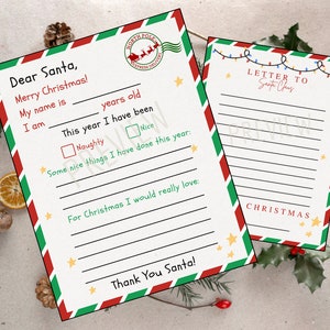 Pacote de Cartas de Duende de Natal para Papai Noel para Imprimir Download Instantâneo