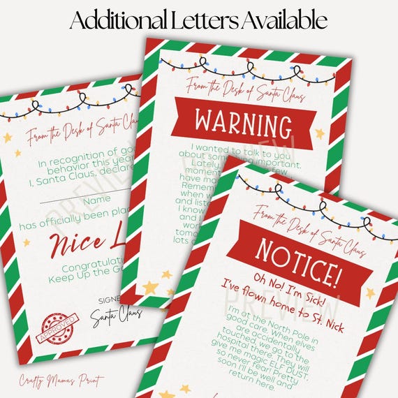 Christmas Elf Warning Letter Printable