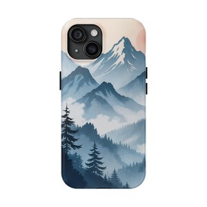Ink-style Tough Phone Cases - Mountain Landscape Design, Protective Phone Covers, Durable Phone Accessories, Nature Lover Gift, Unique Phone