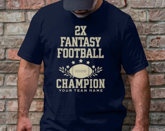 Personalized Fantasy Football Champion T-Shirt, Personalized Team Name, 2X Winner Tee, Sports Fan Gift, Victory Celebration Shirt