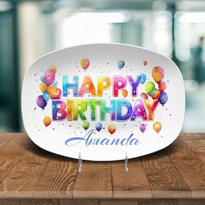 Personalized Birthday Platter, Custom Name Cake Plate, Kids Birthday Party Keepsake, Custom Cupcake Platter, Birthday Party Serving Plate
