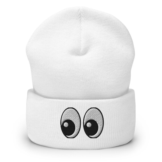 Googly Eyes Cuffed Beanie - Funny Knit Cap With Comical Eyes