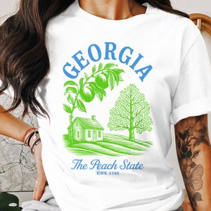 Georgia The Peach State T-Shirt, Vintage Georgia State Design Shirt, Retro Georgia Tree and Peaches Tee, Established 1788 Graphic Shirt