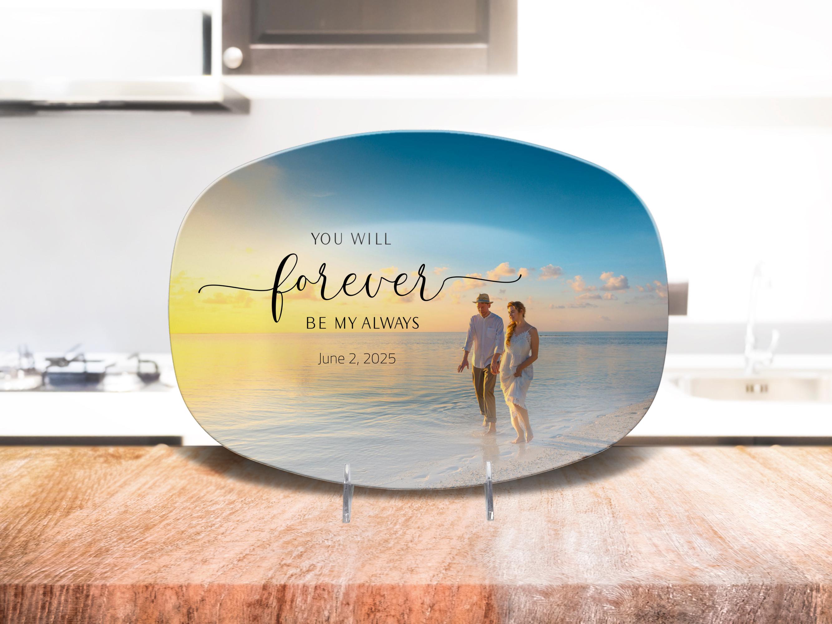 Personalisierter Jahrestag Fotoplatte, Hochzeitsgeschenk, romantisches Andenken, Verlobungsgeschenk, Sentimentale Wohnkultur, Love Story Platte