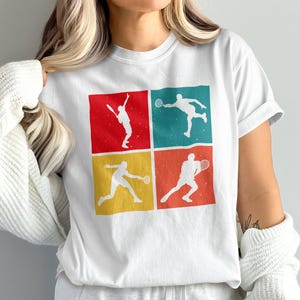 Retro Tennis Player Comfort Colors T-Shirt, Vintage Tennis Serve Tee, Sports Graphic Top, Tennis Fan Gift, Colorful Tennis Shirt
