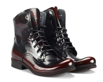 Red and Black Men’s Leather Boots Colin