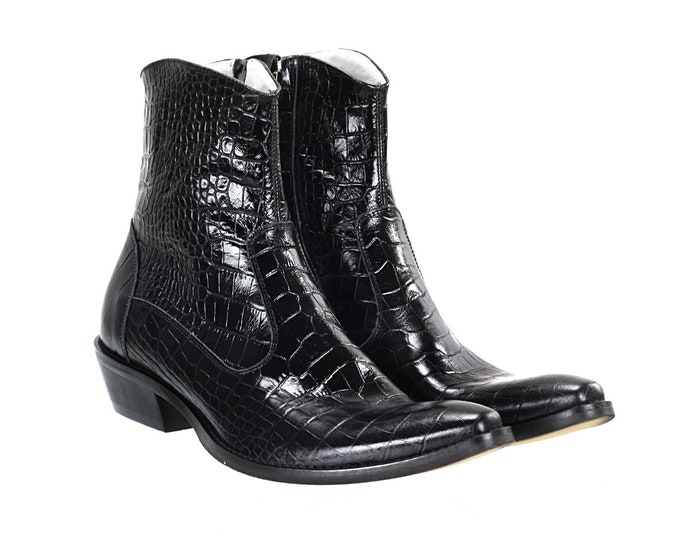 Black Men’s Leather Cowboy Boots Howard