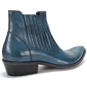 Bottes de cowboy en cuir pour hommes bleues Carlos image 3