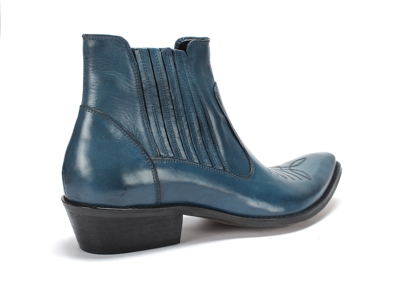 Bottes de cowboy en cuir pour hommes bleues Carlos image 3