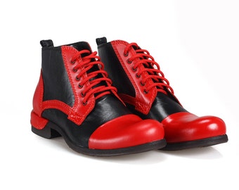 Red-Black Men’s Leather Boots Felix