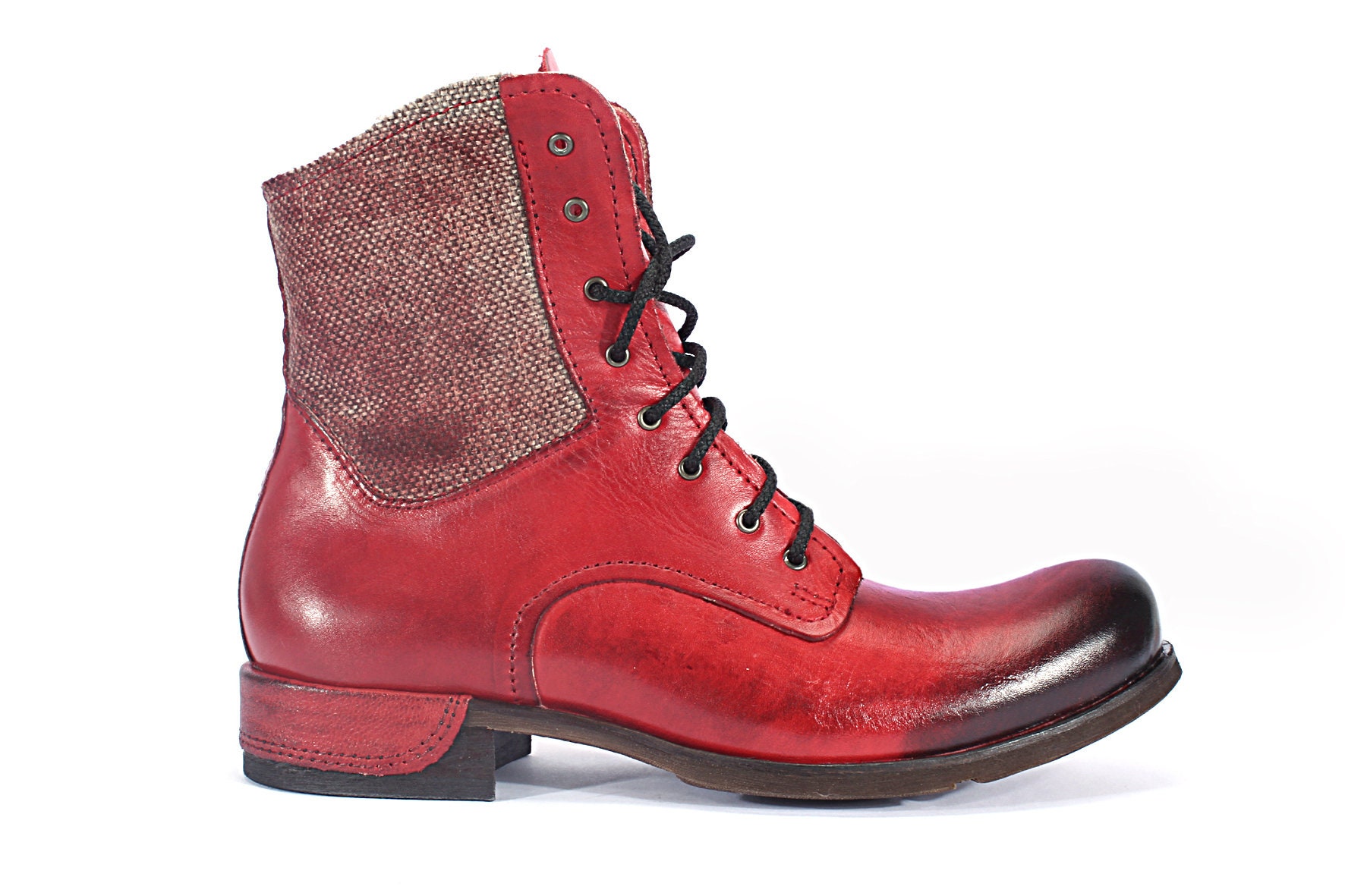 Red Hand-painted Mens Leather Boots Colin - Etsy