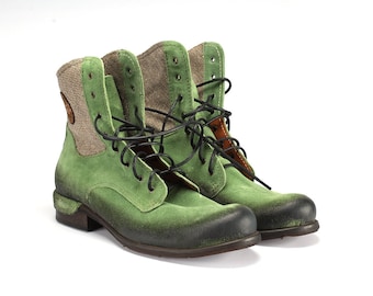 Green Suede Men’s Leather Boots Colin