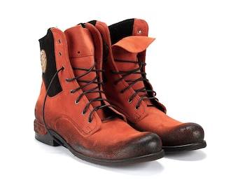 Bottes en cuir suédé orange pour hommes Colin