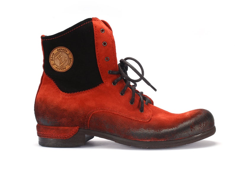Red And Blue Polka Dot Men's Boots