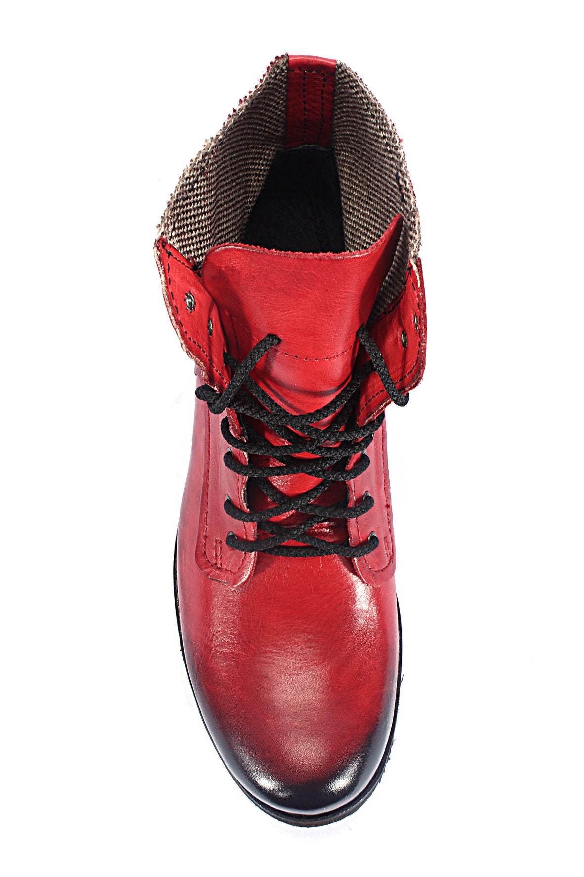 Dark Red Tie Dye Men's Boots