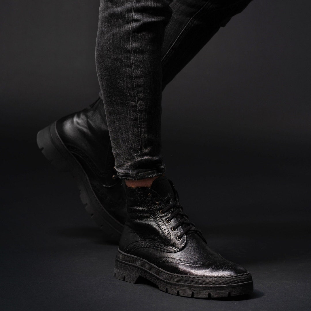 Black Genuine Leather Male Boots main image 0