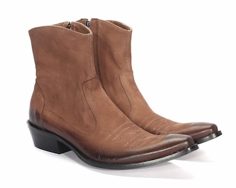 Bottes de cow-boy western Grinders Austin hommes noir cuir véritable