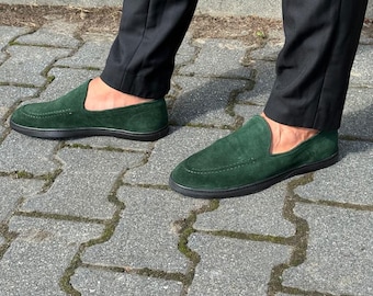 Handgefertigte Leder Mokassins - Echtleder Wildleder Braune Loafers - Lässige Slip On Schuhe für Herren