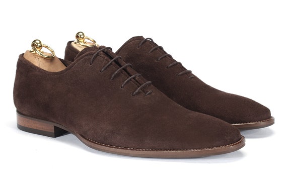 Classic Men's Brown Suede Leather Oxford Shoes - Handmade Elegance for the Modern Gentleman