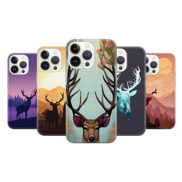 Aesthetic Stag Phone Case - Elk Cover fit for iPhone 15 14 13 12 Pro 11 XR 8 7, Samsung S23 S22 A73 A53 A13 A14 S21 Fe S20, Pixel 8 7 6A