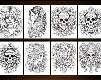 5 Tattoos Coloring Pages for Adults