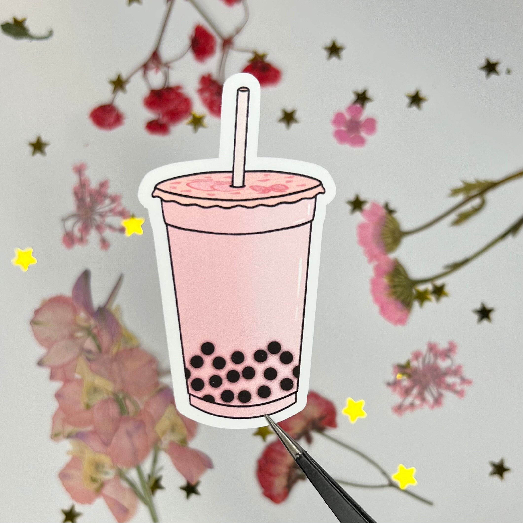 Strawberry Bubble Tea Sticker | Milk Tea | Boba Tea | Drink Sticker ...