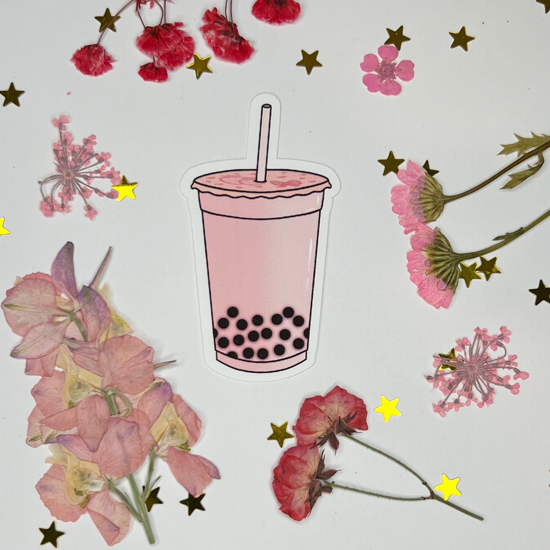 Strawberry Bubble Tea Sticker | Milk Tea | Boba Tea | Drink Sticker ...