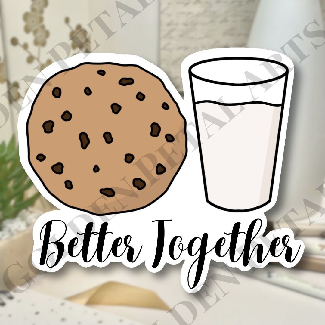 Eating Together Sticker Better Together - Cookies and Milk Sticker - Etsy